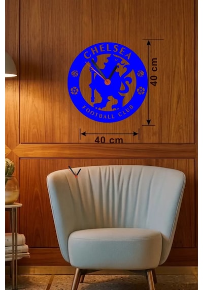 Mey İthalat Chelsea Fc Logolu Ahşap Duvar Saati - 40x40 Cm Taraftar Hediyesi Çok Renkli