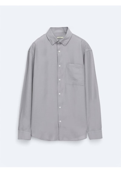 Kip Lila Düz Oversize Fit Dokuma Casual Gömlek Lila