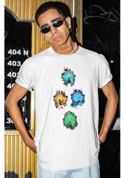 Avatar The Last Airbender Tasarım Baskılı Unisex Oversize Anime D Beyaz