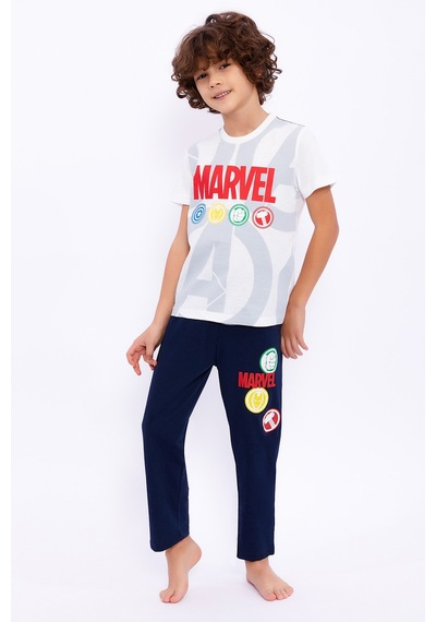 Avengers Lisanslı Marvel Krem Erkek Çocuk Bisiklet Yaka Pijama Takımı Tarçın Avengers Lisanslı Marvel Krem Erkek Çocuk Bisiklet Yaka Pijama Takımı Tarçın