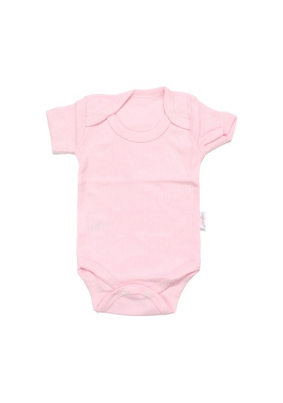 Bebegen Unisex Pembe Raporlu Kısa Kol Çıtçıtlı Body Zıbın Çok Renkli