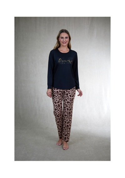 Estiva Kadın Kaplan Alt Desenli Soft Uzun Kollu Pijama Takımı Çok renkli