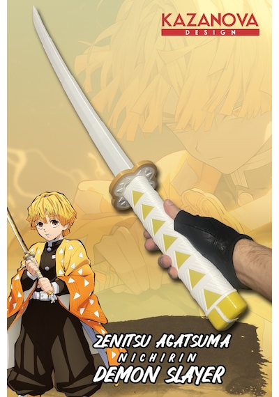 Kazanova Design Zenitsu Agatsuma Katlanabilir Katana Figür 98 Cm Demon Slayer Anime Cosplay