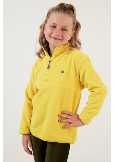 Lela Yumuşak Dokulu Fermuarlı Dik Yaka Şardonlu Kışlık Unisex Çocuk Polar 5905002 Sarı