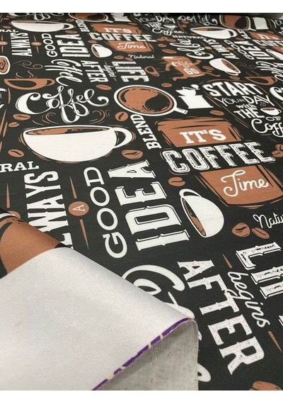 Coffee Kahve Desenli Kumaş Kırlentlik Döşemelik Kumaş Dijital Bas