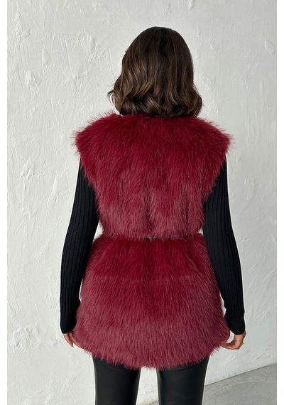 Verymoda Tüylü Yelek Vmf1567 Bordo