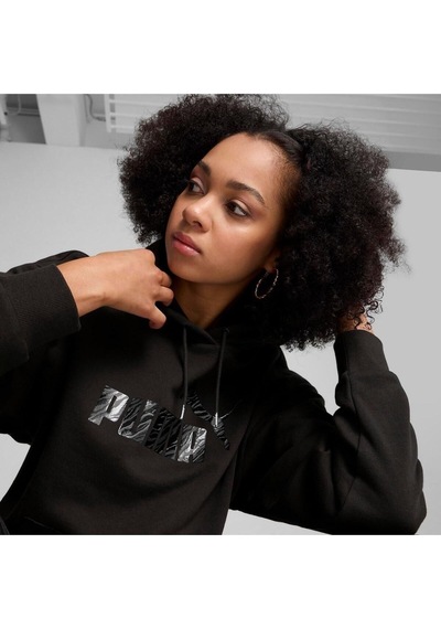 Puma Ess+ Anımal Hoodie Fl Kadın Siyah Sweatshırt Siyah Siyah