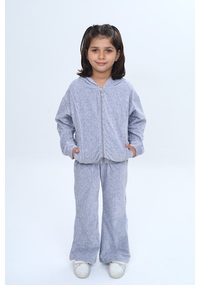 Toontoy Kids Toontoy Kız Çocuk 2'li Takım Kapüşonlu Fermuarlı Cepli Sweatshirt & Beli Lastikli Bol Paça Eşofman Altı - Kadife Kahve Toontoy Kids Toontoy Kız Çocuk 2'li Takım Kapüşonlu Fermuarlı Cepli Sweatshirt & Beli Lastikli Bol Paça Eşofman Altı - Kadife Kahve