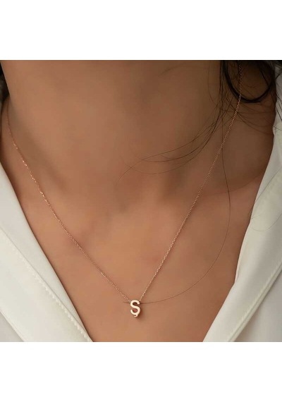 Gümüş Rose 3 Boyutlu Ş Harf Kadın Kolye (523513062)