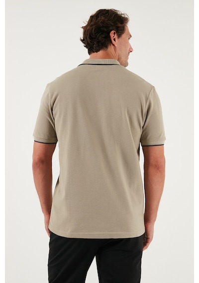 Buratti Pamuklu Regular Fit Şerit Detaylı Erkek Polo Yaka T Shirt 5902964 Vizon