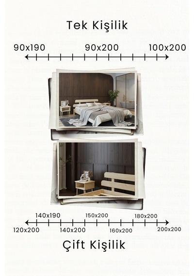 Renazzo Lotus New Masif Ahşap Karyola Ve 2 Adet Komodin Natürel 140x190 Natürel - 140 X 190