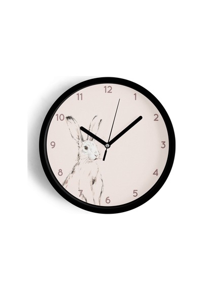Soyut Tavşan Modern Tasarım Duvar Saati - 25cm - Önü Camlı Siyah Kasa - Sessiz Mekanizma-jh0327 Siyah