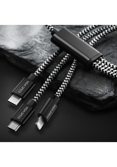 Dux Ducıs 3in1 Usb Type C-iPhone Uyumlu Ve Mikro Kopmaz Usb Kablo Hızlı Şarj- 5775