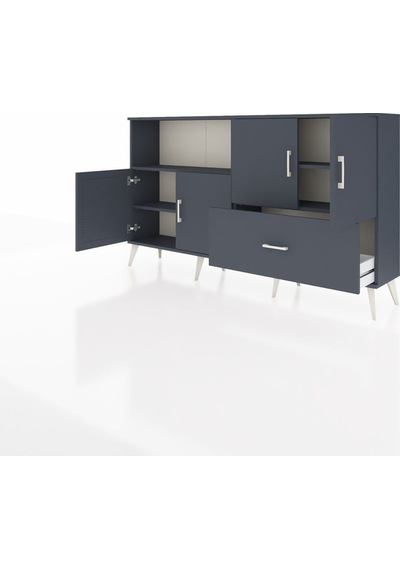 Arges Konsol 4 Raflı Tek Çekmeceli 4 Kapaklı 176x30x99 Antrasit-a Antrasit-antrasit Arges Konsol 4 Raflı Tek Çekmeceli 4 Kapaklı 176x30x99 Antrasit-a Antrasit-antrasit