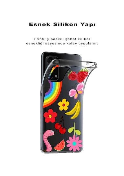 Huawei P Smart 2018 İle Uyumlu 1mm Slim Fit Water Color 5 Baskılı Şeffaf Kılıf