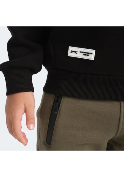 Slazenger LENE Çocuk Kapüşonlu Cepli Siyah Sweatshirt