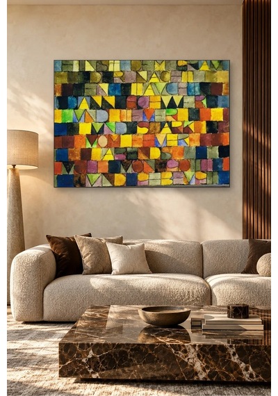 Fida Paul Klee Renkli Harf Kareleri Şiiri Canvas Tablo Çok Renkli