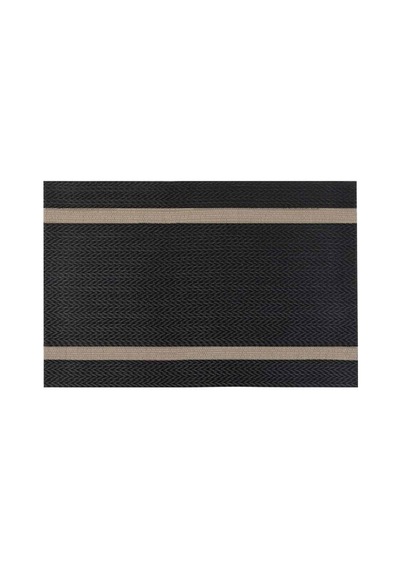 Epinox Pvc Amerikan Servis - Siyah Balıksırtı Bej Şeritli 30x45 Cm