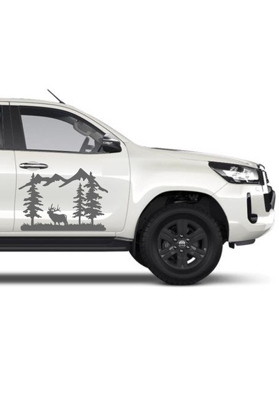 Avcı Orman Ve Dağ Sticker - 4x4 Off Road Adventure Sticker - Araba Oto Karavan Sticker - 02170 40x28 Cm