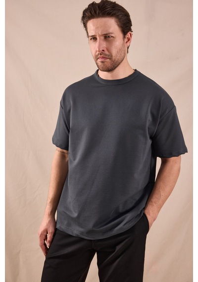 Tonny Black Rahat Kalıp Oversize Kesim T-shirt Erkek Füme T-shirt Tbtshrt020