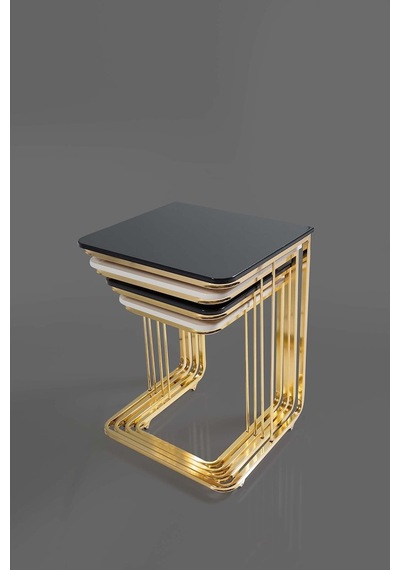 Tekerlekli Veys Sehpa Gold 4 Lü Zigon Sehpa - Orta Sehpa - Yan Se (550698170)
