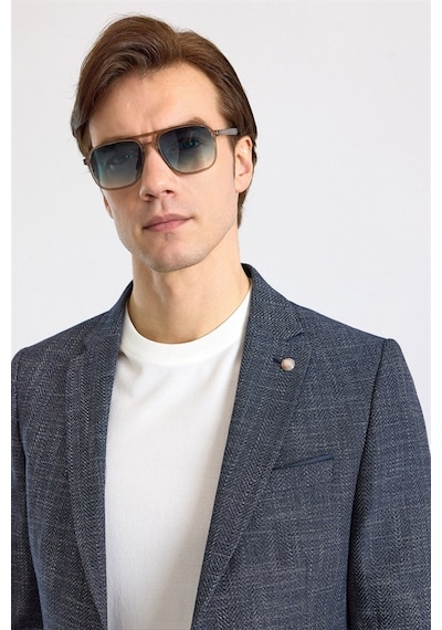 Süvari Lacivert Slim Mono Yaka Düz Pike Torba Cep Yıkamalı 6 Drop Klasik Ceket Sct2021600002-m09