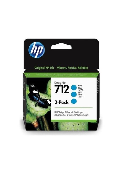 Hp 712 Cyan Mavi 29ml 3 Lü Paket Plotter Kartuşu 3ed77a
