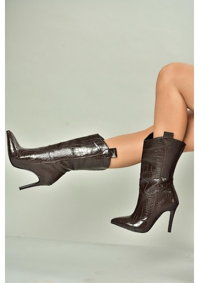 Fox Shoes N372677511 Kahverengi Kroko Baskı İnce Topuklu Kadın Bot Kahverengi-kroko Baskı Fox Shoes N372677511 Kahverengi Kroko Baskı İnce Topuklu Kadın Bot Kahverengi-kroko Baskı