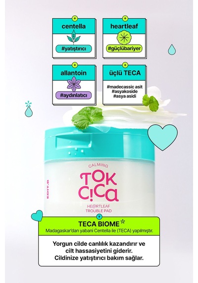Edıtb Akneli Ciltler İçin Yatıştırıcı Tonikli Ped EDIT.B Calming Tok Cica Trouble Toner Pad 70 adet