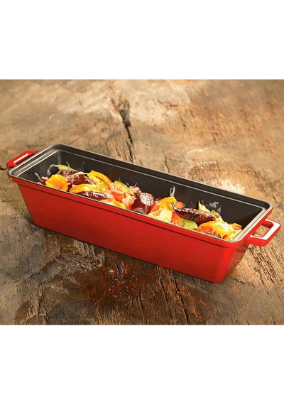 Döküm Ekmek Kabı/terrine, 11x29 Cm, Turuncu Çok Renkli