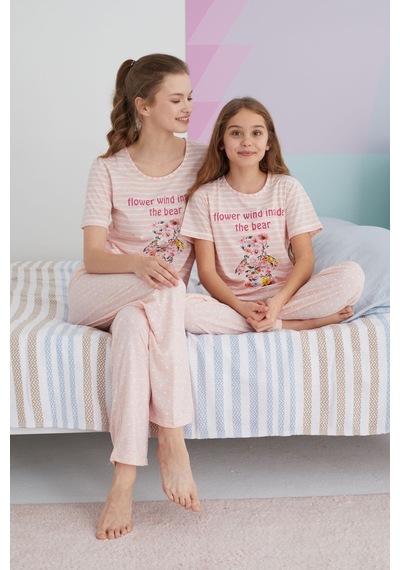 Siyah İnci Pamuklu Örme Pijama Takım 24117055 Çok Renkli