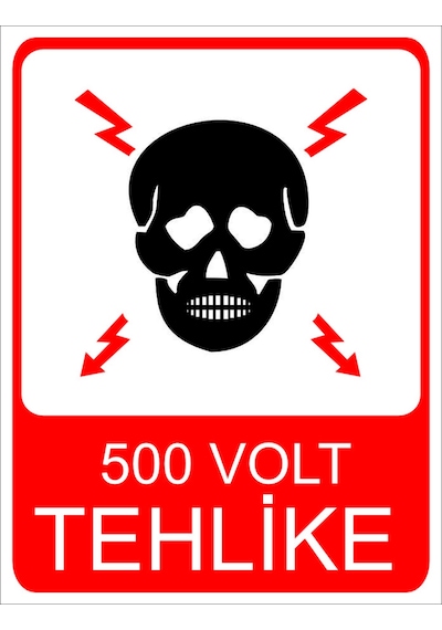 500 Volt Tehlike Uyarı Levhası 20x30 Cm Forex