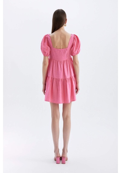 DeFacto Babydoll Kare Yaka Kısa Kollu Midi Elbise C5291AX24HSPN625