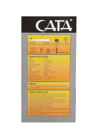 Ct-4353 8w E27 3000k, Gün Işığı Uzun Flament Led Ampul Standart