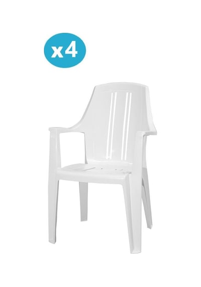 Omnipazar Mt-gf139 Orbita Plastik Bahçe Balkon Koltuk Sandalye 4'lü Set Beyaz