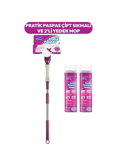 Parex Pratik Paspas Çift Sıkmalı + 2'li Yedek Mop