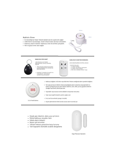 Akıllı Güvenlik Alarm Sistemleri Güneş Enerjili Dış Siren Ve Pet Uyumlu Standart Plus Set