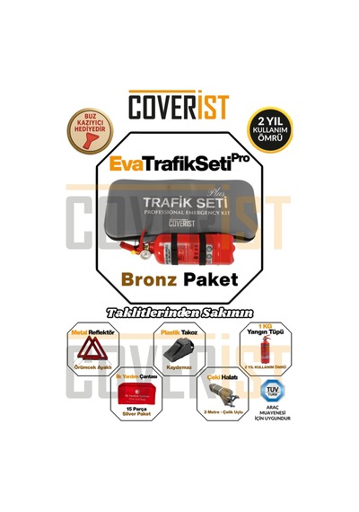 Eva Trafik Seti Plus - 1 Kg Yangın Tüpü - 2 Yıllık - Gri - Bronz Paket