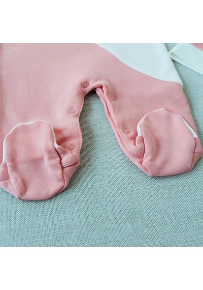 Candar Lucky Baby Nakışlı Çizgili Şapkalı Kız Bebek Tulumu 0-3 / 3-6 Ay Pudra