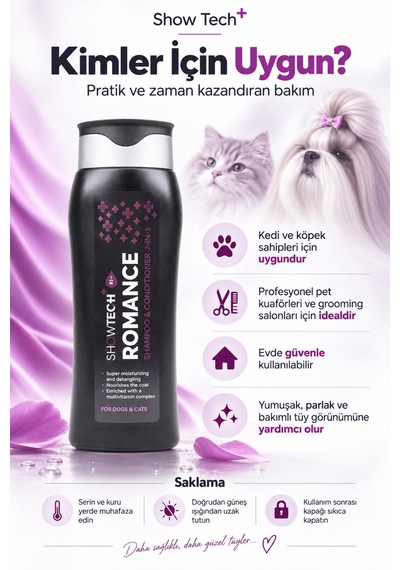 Showtech Romance 2 Si 1 Arada Kedi Köpek Şampuanı Ve Tüy Kremi 300 Ml - 20:1 Konsantre