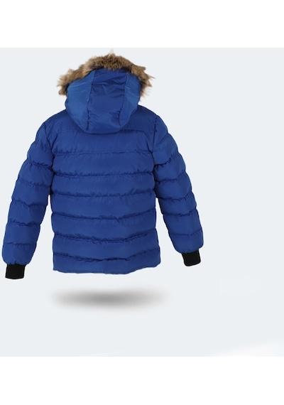 Slazenger CALISTO NEW Çocuk Kapüşonlu Şişme Saks Mavi Mont & Kaban