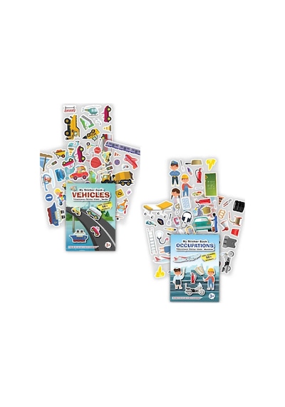 My Sticker Book '' Taşıtlar-meslekler'' , 2li Set Tükenmeyen Sticker Kitabı