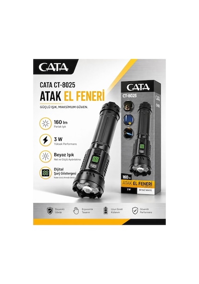 Ct-8025 Atak El Feneri 3w Beyaz Işık Diğer