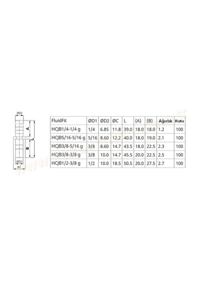 Cdc Hcjb 3/8-5/16 Inç Boru Hortum Bağlantı Konnektörü