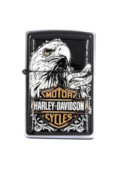 Siyah Renk Erkek Harley Davidson Baskılı Çakmak Siyah