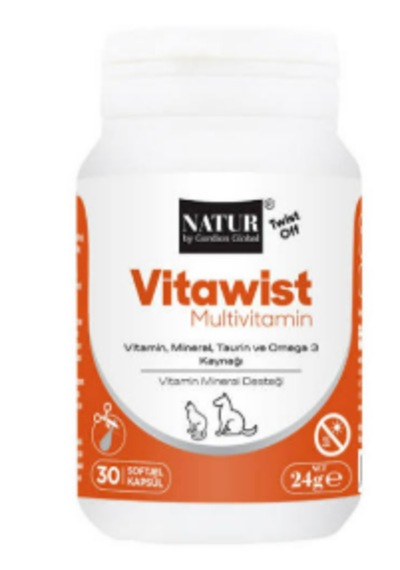 Natur Vitawist Multivitamin Twist-off Kedi Köpek Büyüme Ve Gelişim Destek Kapsülü 30 Cp