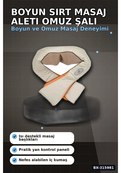 Boyun Ve Sırt Aleti - Isıtmalı Yoğurma Özellikli Omuz Şalı Tipi Cihazı Bx-315981