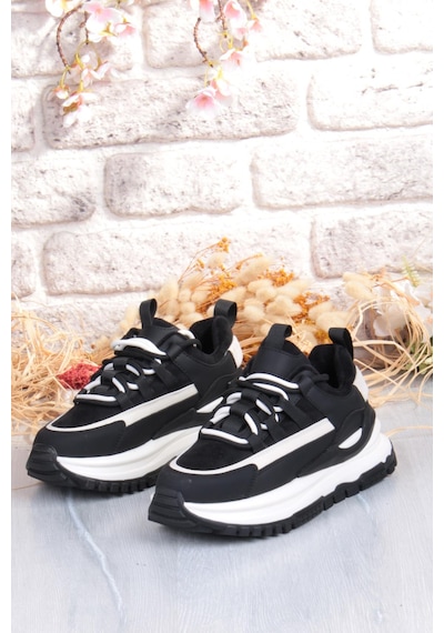 Guja Mask Rahat Hafif Kalın Taban Kadın Sneaker Ayakkabı Siyah