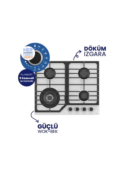Flowart Digital Asimetrik QBL63CB+NT026-WFA+D081-SA Beyaz Cam Ankastre Set