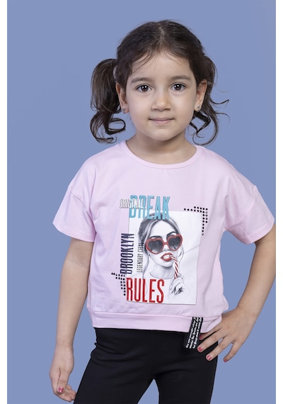 Toontoy Kids Toontoy Kız Çocuk Dijital Baskılı Tişört Açık Pembe